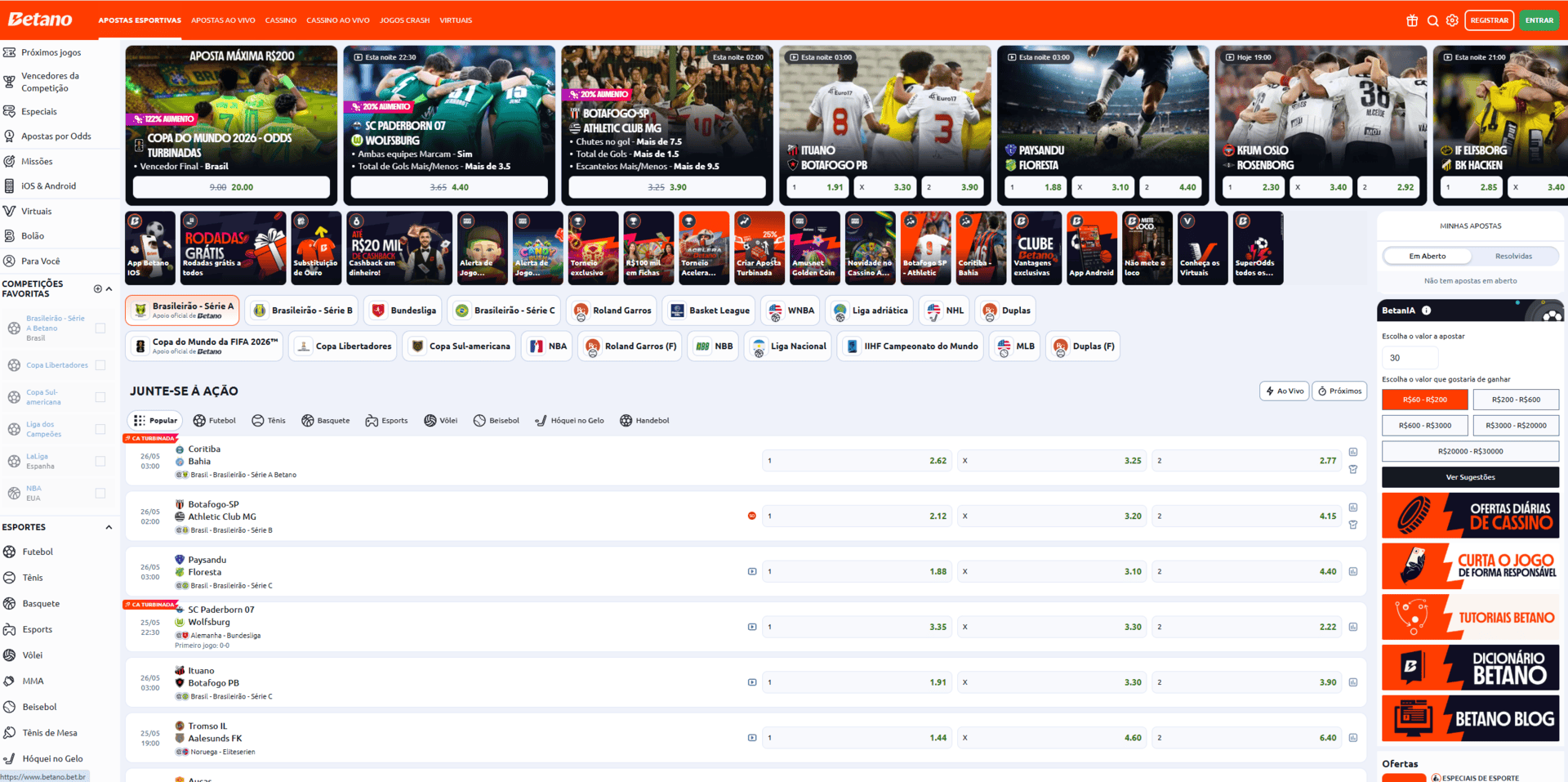 Betano casino homepage